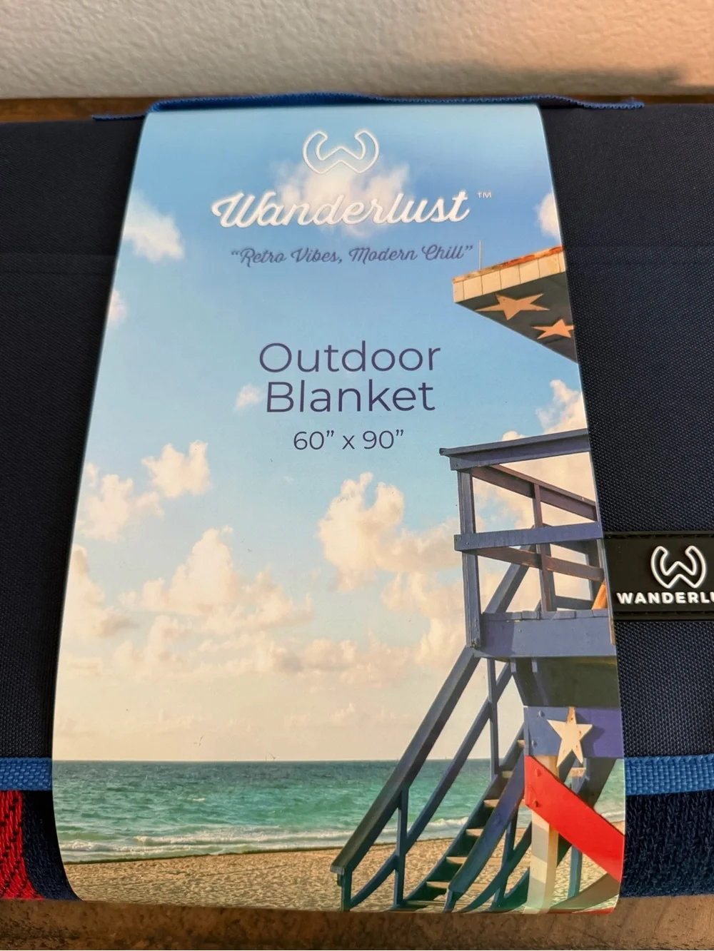 NWT! Lot of (2) WANDERLUST Red, White & Blue Striped Outdoor Blankets. 60